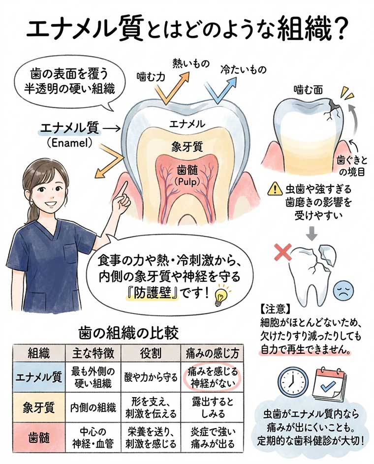 エナメル質とはどのような組織？の図解