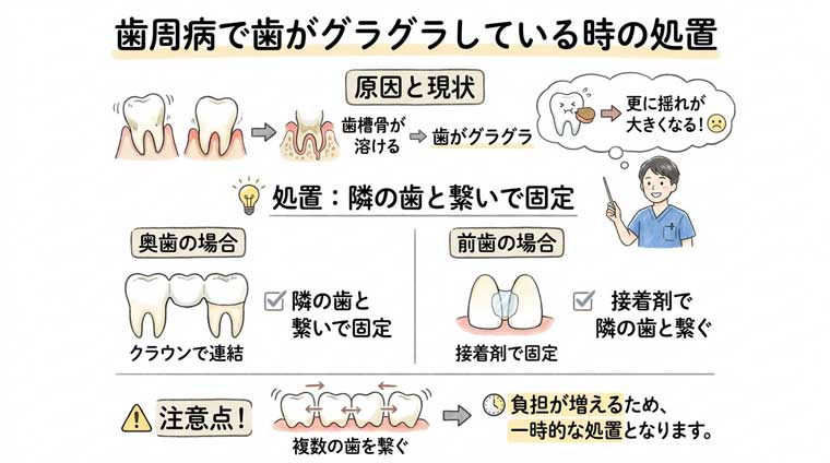 歯周病で歯がグラグラしている時の処置の図解