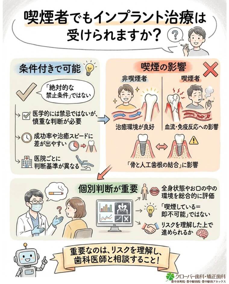 喫煙者でもインプラント治療は受けられますか？
