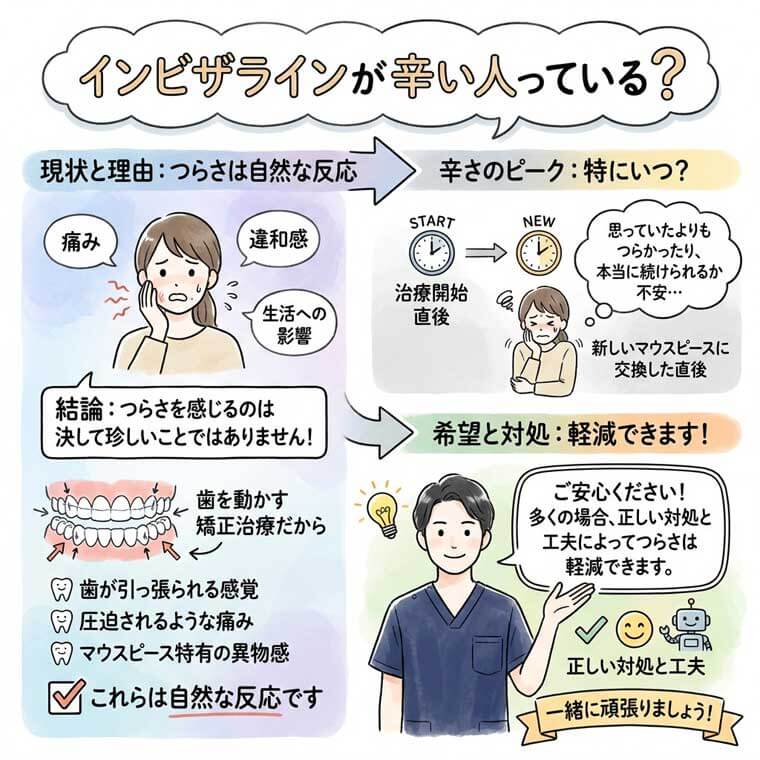 インビザラインがつらいと感じるのは珍しくないの図解