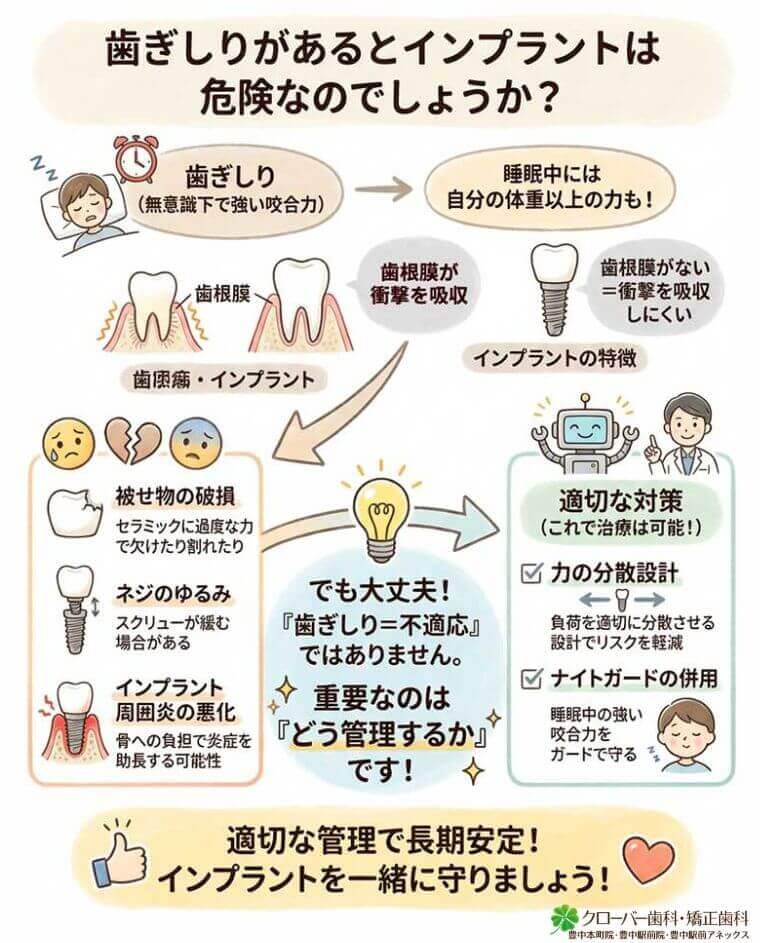歯ぎしりがあるとインプラントは危険なのでしょうか？