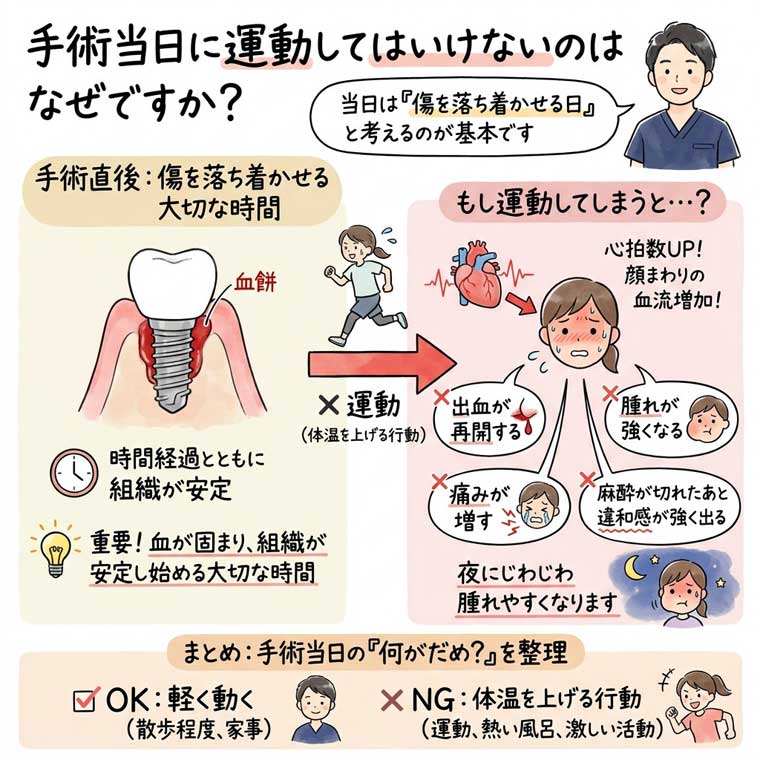 手術当日に運動してはいけないのはなぜですか？の図解