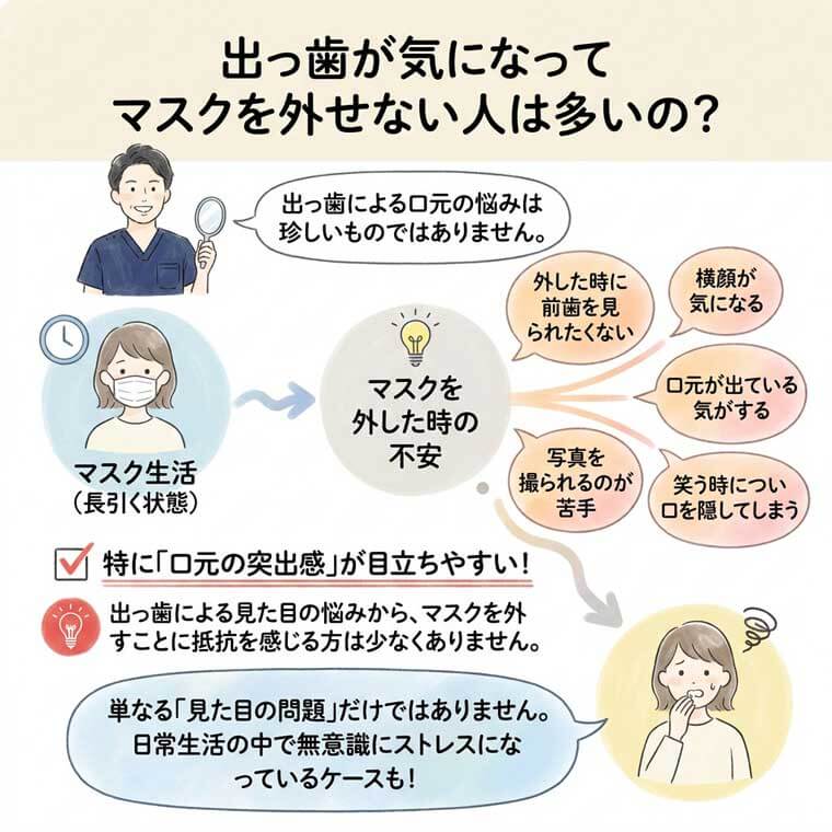 出っ歯が気になってマスクを外せない人は多いの？の図解