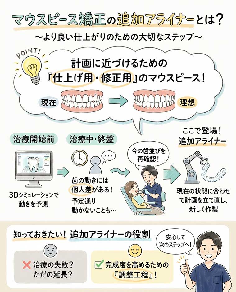 マウスピース矯正の追加アライナーとは？の図解