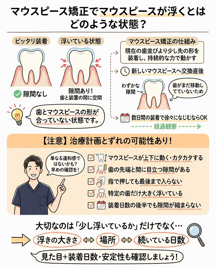 マウスピース矯正でマウスピースが浮くとはどのような状態？