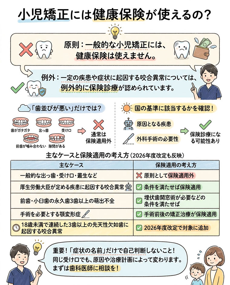 小児矯正には健康保険が使えるの？の図解